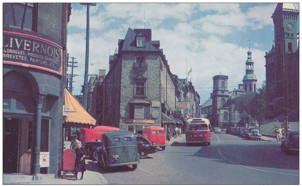 Fabrique Street And The Cathedral, Quebec, Quebec, Canada, 50-60s - Other & Unclassified