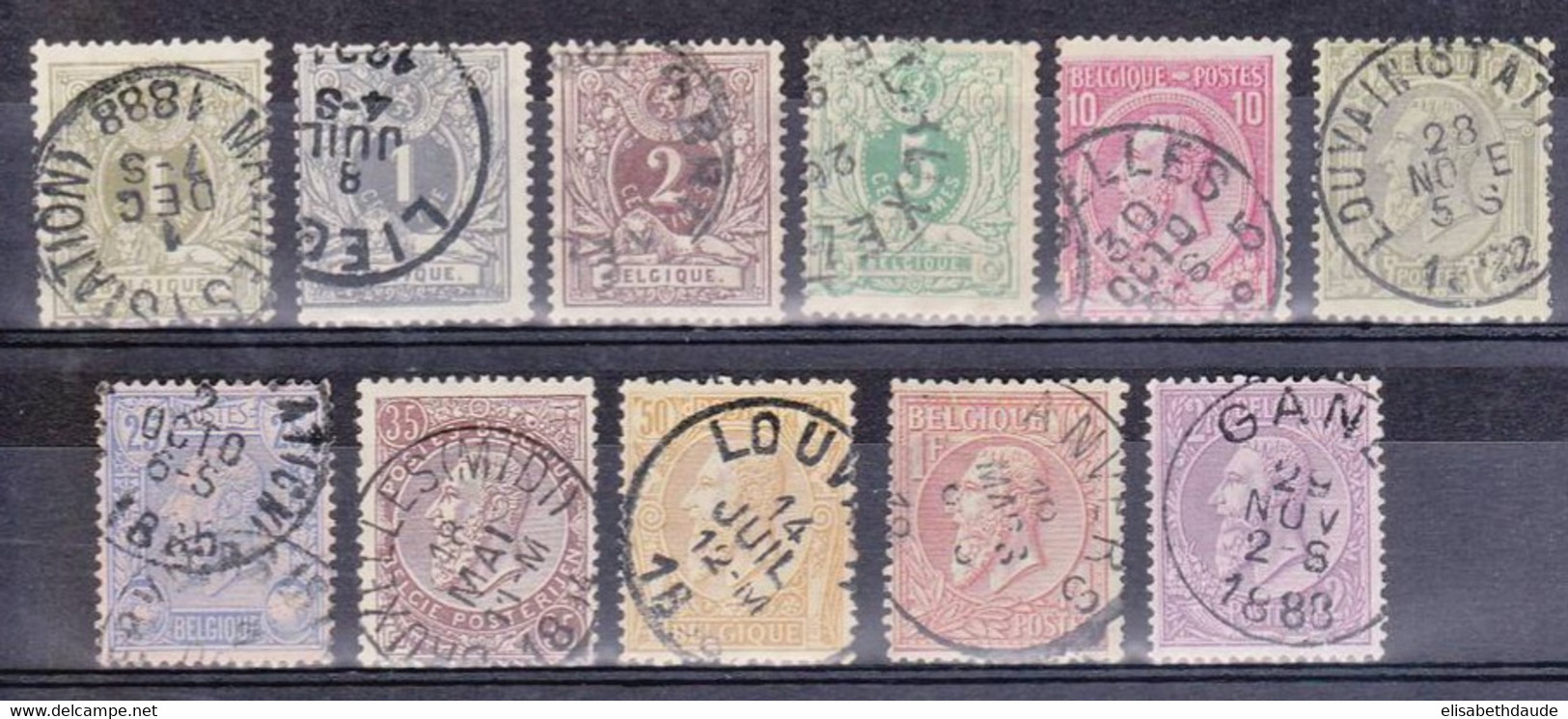 BELGIQUE - 1884 - SERIE COMPLETE YVERT N° 42/52 OBLITERES - COTE = 70.5 EUROS - 1884-1891 Leopold II