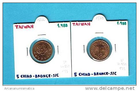 TAIWAN  5 CHIAO BRONCE 1.988 SC/UNC Y#550     DL-1866 - Taiwan