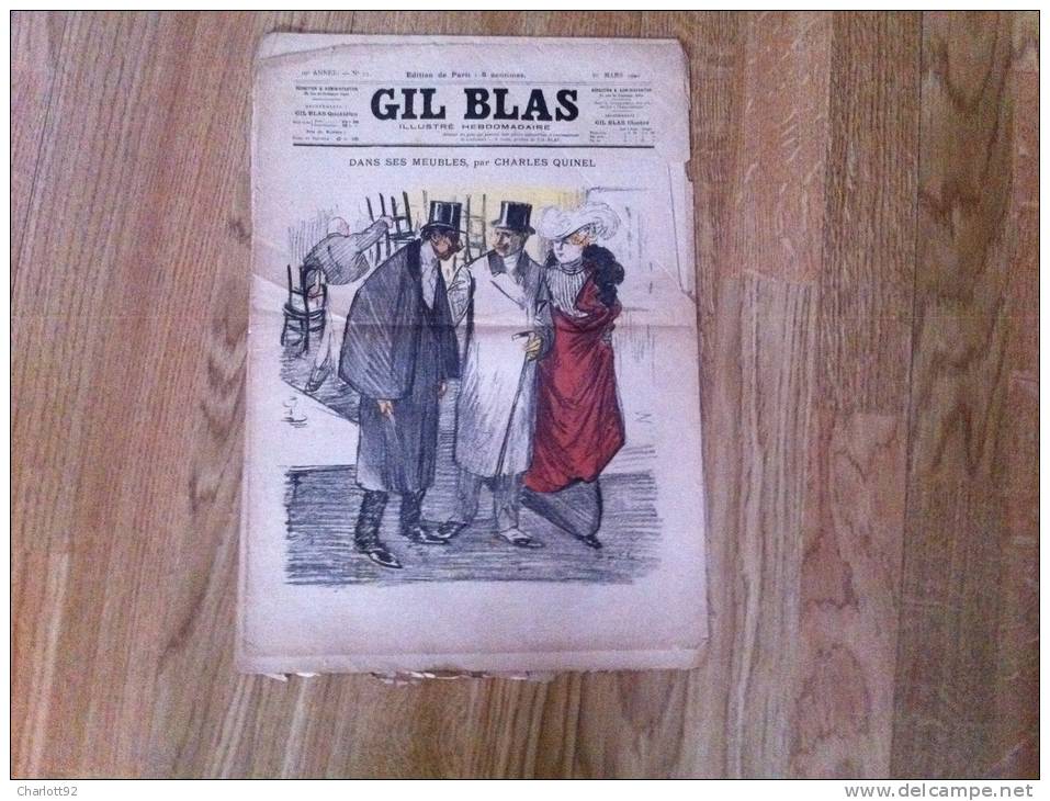 GIL BLAS ORIGINAL  DANS SES MEUBLES PAR CHARLES QUINEL - Riviste - Ante 1900