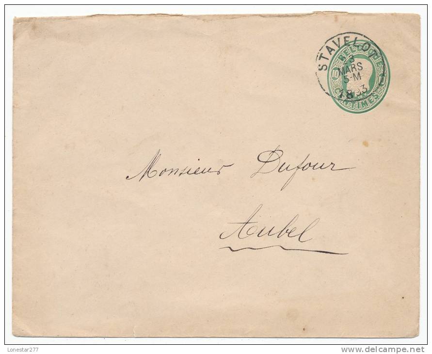 BELGIEN BELGIUM BELGIË BELGIQUE UMSCHLAG STAMPED ENVELOPE # U 2 B (1893) - Letter Covers