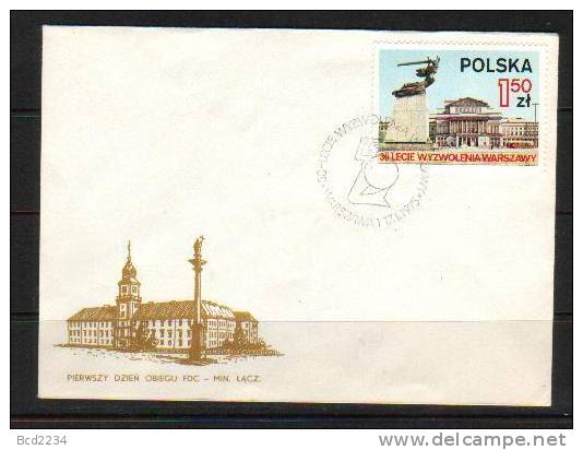 POLAND FDC 1975 30TH ANNIV OF THE LIBERATION OF WARSAW FROM WW2 NAZI GERMANY OCCUPATION Warsaw Theatre Opera Mermaid - FDC