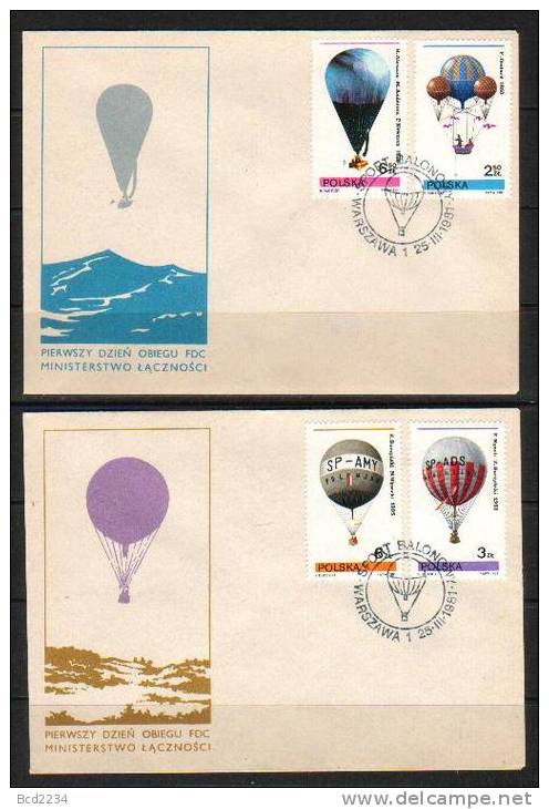 POLAND FDC 1981 BALLOONING BALLOON FLIGHT SPORTS SET PLUS MINIATURE SHEET MS - FDC