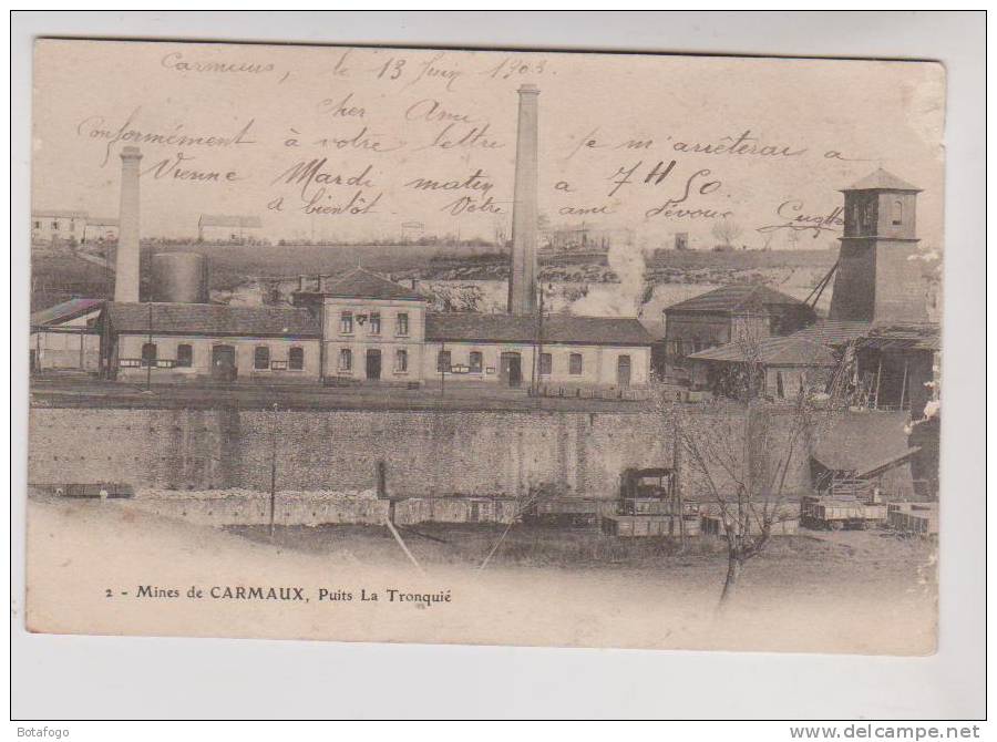 CPA DPT 81 MINES DE CARMAUX, PUITS LA TRONQUIE En 1903 !! - Carmaux