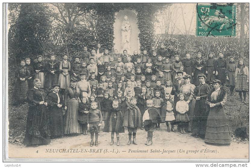 G G  966// C P A - NEUFCHATEL EN BRAY    (76) PENSIONAT SAINT JACQUES ( UN GROUPE D'ELEVES ) - Neufchâtel En Bray