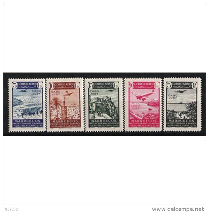 CJ133STV-LFT4004.Maroc.Marocco.CABO  JUBY. Sellos De Marruecos Sobrecargados.1942 (Ed 133/7**) Sin Charnela.MAGNIFIC - Cape Juby