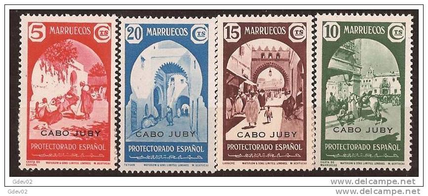 CJ112-L4004TTOT.Maroc.Marocco.CABO JUBY. Sellos De Marruecos Sobrecargados.1937 (Ed 112/5**) Sin Charnela.MAGNIFICA - Otros (Tierra)