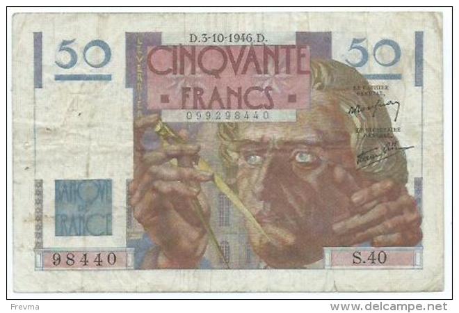 Billet 50 Francs Le Verrier D.3.10.1946.D - 50 F 1946-1951 ''Le Verrier''