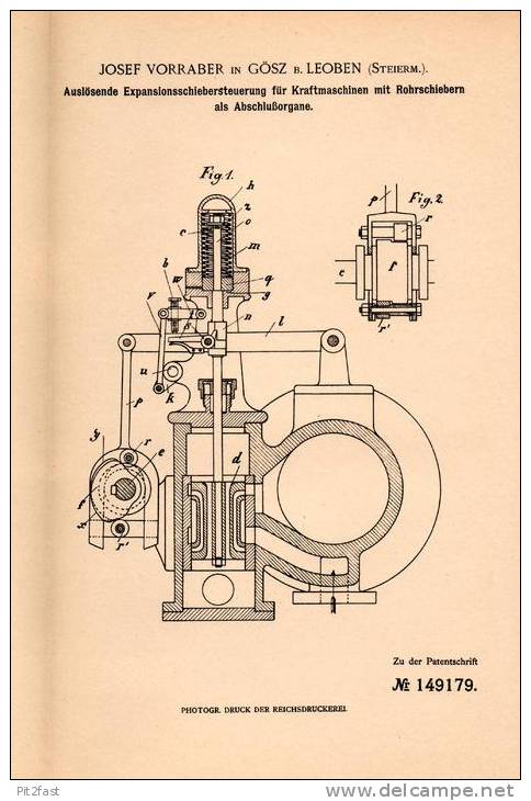 Original Patentschrift - J. Vorraber In Göss B. Leoben , Steiermark , 1901 , Expansionssteuerung Für Kraftmaschinen !!! - Maschinen