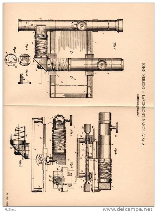 Original Patentschrift - J. Neilson In Larchmont - Manor , USA , 1902 , Entfernungsmesser , Fernrohr !!! - Optics