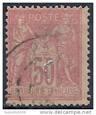 1884-90 FRANCIA USATO SAGE 50 CENT II TIPO - FR474-2 - 1876-1898 Sage (Type II)