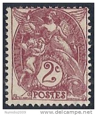 1900 FRANCIA ALLEGORIA TIPO BLANC 2 CENT SENZA GOMMA - FR476-2 - 1900-29 Blanc