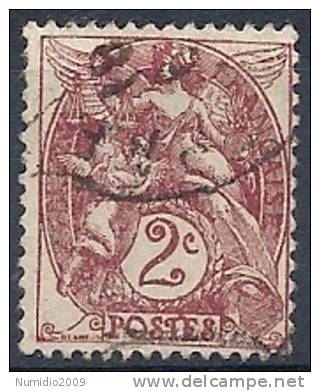 1900 FRANCIA USATO ALLEGORIA TIPO BLANC 2 CENT - FR476-7 - 1900-29 Blanc