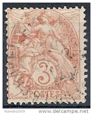 1900 FRANCIA USATO ALLEGORIA TIPO BLANC 3 CENT ARANCIO - FR476-2 - 1900-29 Blanc