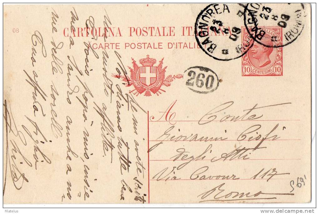 CARTOLINA POSTALE CON TIMBRO DI BAGNOREA-ROMA-23-8-1903 - Poststempel