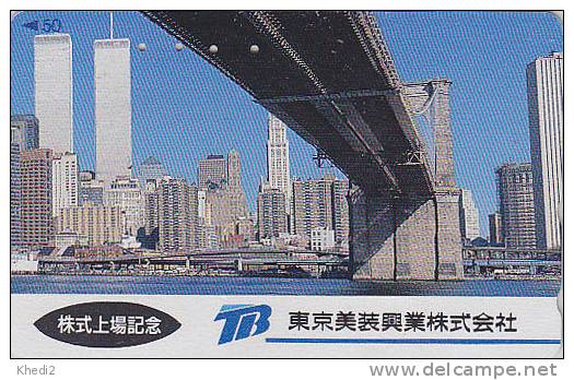 Télécarte Japon - Site - USA - NEW YORK WORLD TRADE CENTER WTC & Bridge Pont - Japan Phone Card - 101 - Paysages