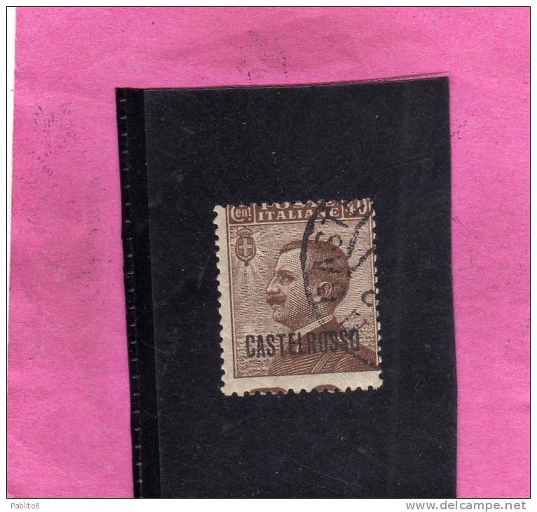 COLONIE ITALIANE CASTELROSSO 1922 OVERPRINTED SOPRASTAMPATO ORIZZONTALE 40 CENTESIMI USED - Castelrosso