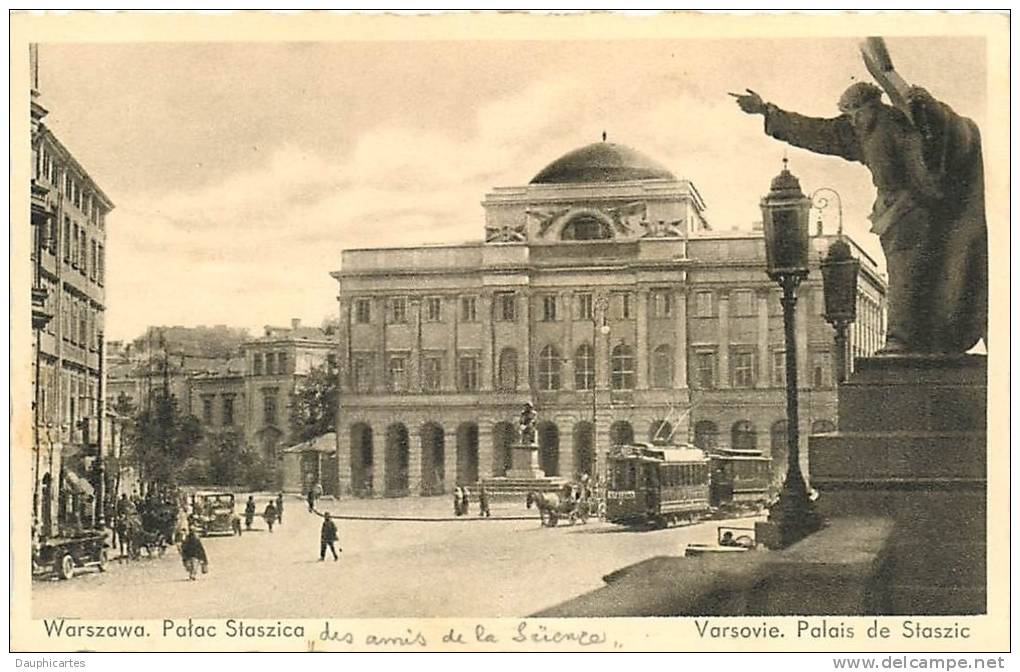 VARSOVIE - WARSZAWA - Palais De STASZIC Avec Tramway - Palac Staszica - 2 Scans - Pologne