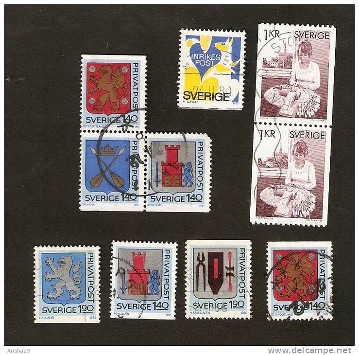 OS.28-5. Sweden, Sverige LOT - 1980 Inrikes Post - 1981 - 1986 Coat Of Arms Privat Post - Ake Svensson - Slania - Usados