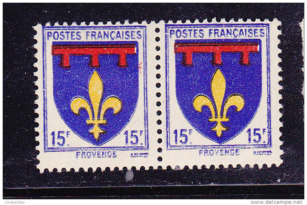 FRANCE N° 574 15f OUTREMER ROUGE ET JAUNE BLASON DE PROVENCE  PROVENCE PARTIELLEMENT EFFACE** - Unused Stamps