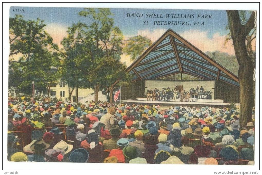 USA, Band Shell Williams Park, St. Petersburg, Florida,   Unused Linen Postcard [11569] - St Petersburg