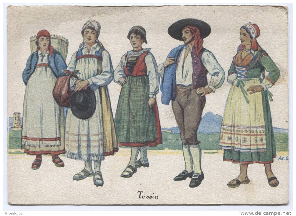 Tessin, Switzerland, Art, Ethnics Postcard - Sin Clasificación