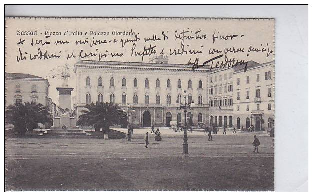 329) SASSARI PIAZZA D'ITALIA E PALAZZO GIORDANO. - Cagliari