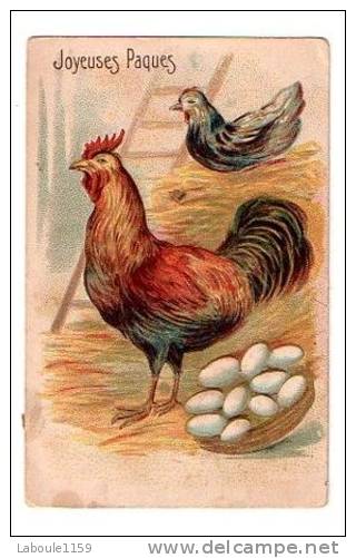 *******FANTAISIE FÊTES GAUFREE : "Joyeuses Pâques" - Coq,  Poule Et Canard Et Panier Avec Oeufs - Pâques