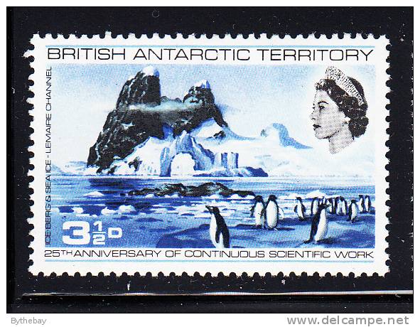 British Antarctic Territory MNH Scott #20 3 1/2p Adelie Penguins, Iceberg, Lemaire Channel - Neufs