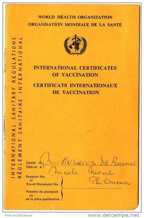 International Certificates Of Vaccination, Used In Antwerp 1978 - 1981, Includes A Certificat Of Vacctination Against Ch - Historical Documents