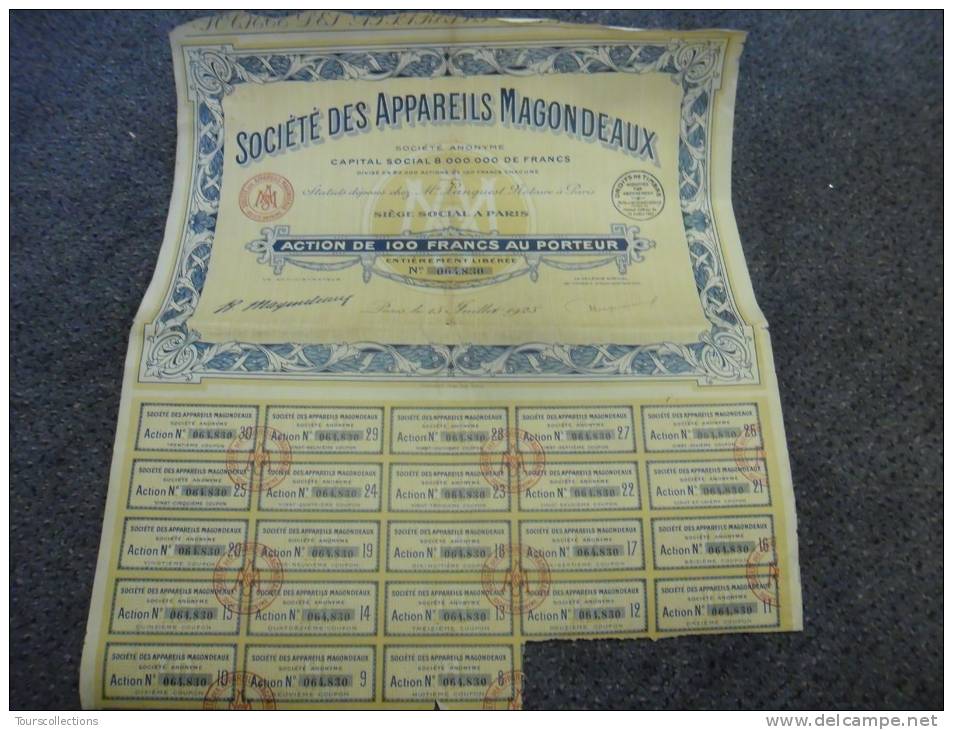 ACTION Société Des Appareils Magondeaux - 1924 @ Phares Acéthylènes Puis électriques - Industrie