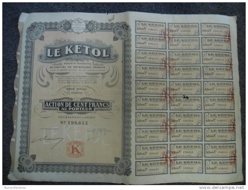 ACTION 100 F LE KéTOL En1926 @ Usine à Ris-Orangis (acide Butyrique). - Industrie