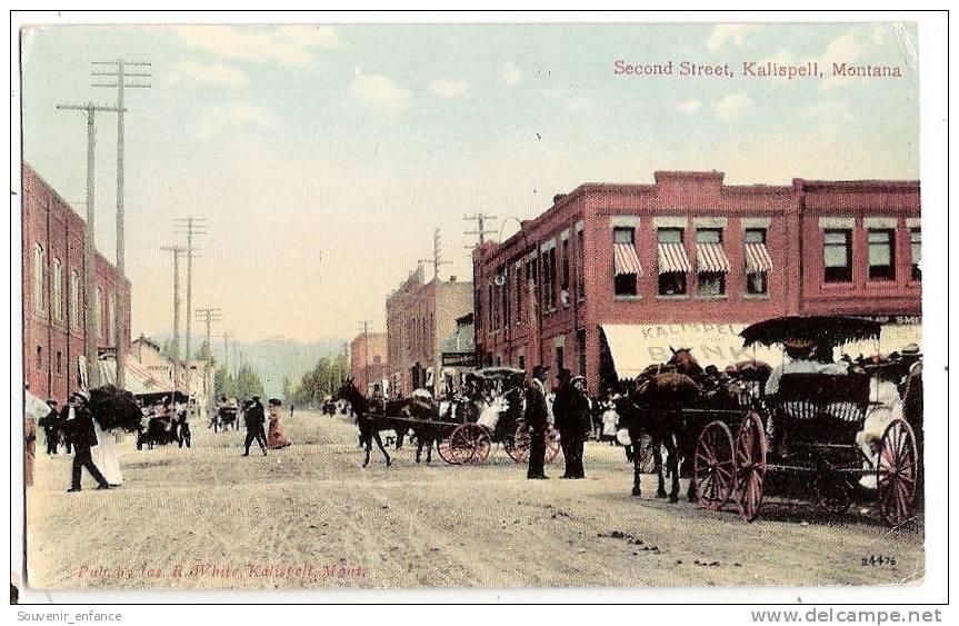 CPA Kalispell Second Street Attelage Chevaux    Montana Etats Unis - Autres & Non Classés