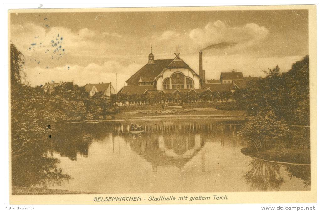 Gelsenkirchen, Stadthalle Mit Großem Teich, 1911 - Gelsenkirchen