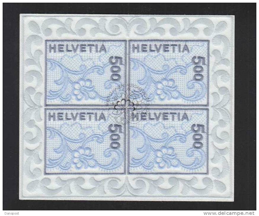 Schweiz Stickerei 2000 Klbg MiNr 1726 Mit ESST KW 240 Euro - Unused Stamps