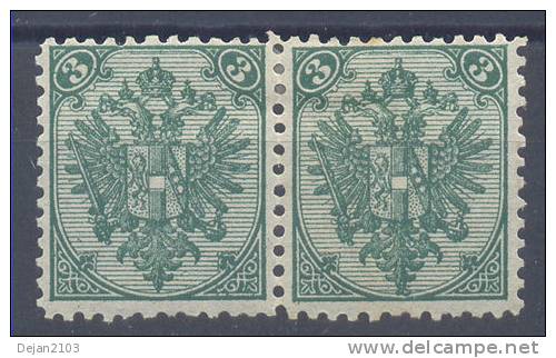Austria Occupation Bosnia & Hercegovina 3Kr In Pair 1st Board Perforation 11 1879 MH * - Unused Stamps