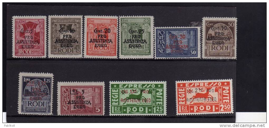 COLONIE ITALIANE EGEO TEDESCA GERMAN 1943 PRO ASSISTENZA EGEO OVERPRINTED SOPRASTAMPATA PITTORICA SERIE COMPLETA MNH - Egeo (Occup. Tedesca)