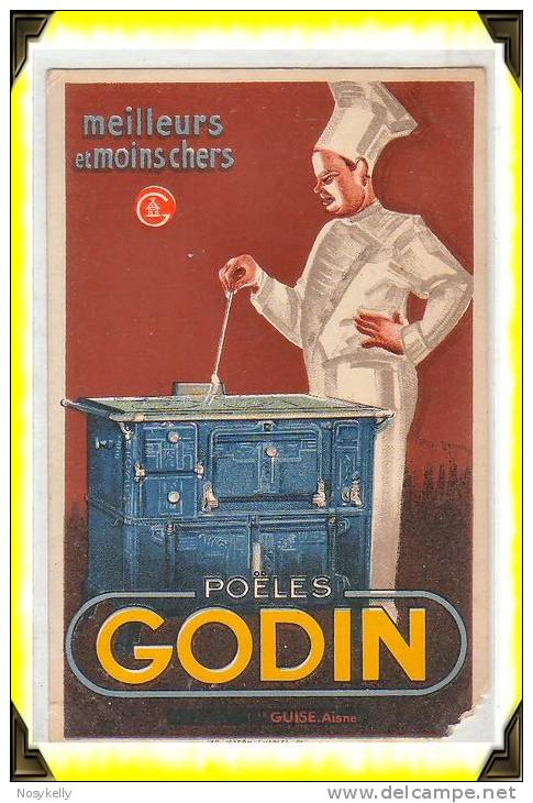 French Publicity Cart  For Stove   -   Poêle  "Godin" - Reclame