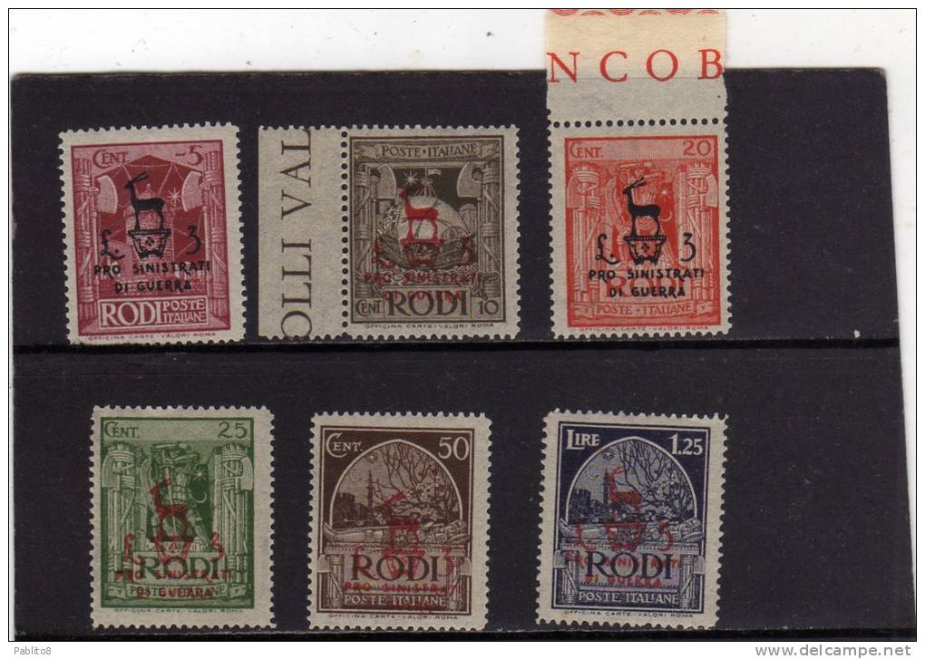 COLONIE ITALIANE EGEO OCCUPAZIONE TEDESCA GERMAN OCCUPATION 1944 PRO SINISTRATI DI GUERRA SERIE COMPLETA MNH - Egée (Duitse Bezetting)