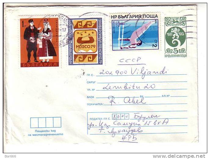 GOOD BULGARIA Postal Cover To ESTONIA 1982 - Good Stamped: Costumes ; Olympic - Briefe U. Dokumente