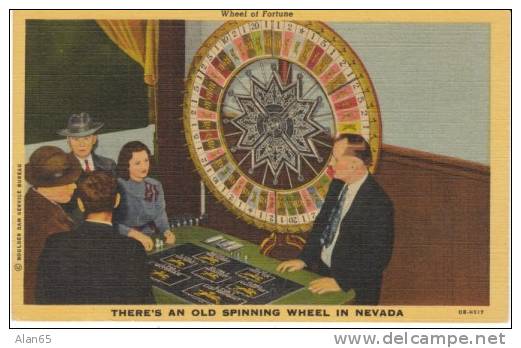 Las Vegas NV Nevada, Wheel Of Fortune, Gambling, C1940s Vintage Curteich Linen Postcard - Las Vegas