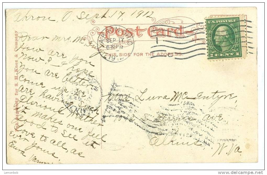 USA, First M.E. Church, Akron, Ohio, 1912 Used Postcard [11590] - Akron