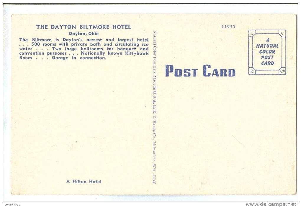 USA, The Dayton Biltmore, Dayton, Ohio, Unused Postcard [11601] - Dayton