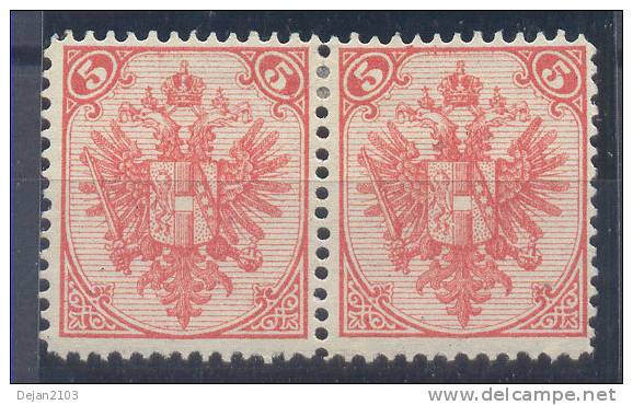 Bosnia & Hercegovina Austria Occupation 5 Kr Pair 1st Board Perforation 12 3/4 1876 MH * - Neufs