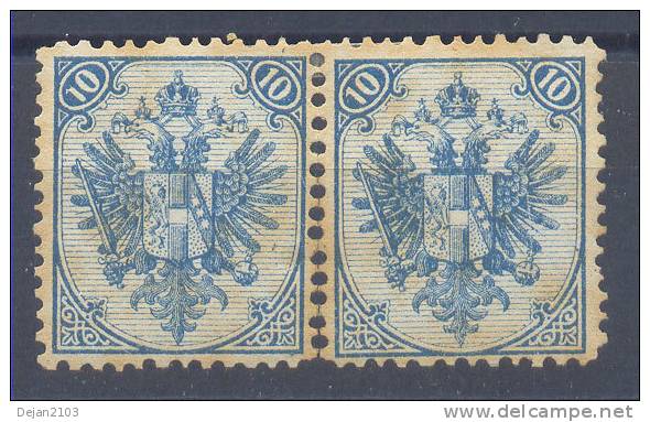 Bosnia & Hercegovina Austria Occupation 10 Kr Pair 1st Board Perforation 12 1876 MH * - Unused Stamps