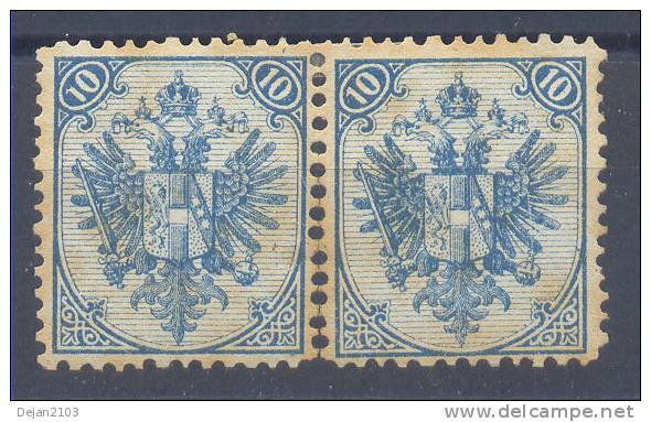 Bosnia & Hercegovina Austria Occupation 10 Kr Pair 1st Board Perforation 12 1876 MH * - Ungebraucht