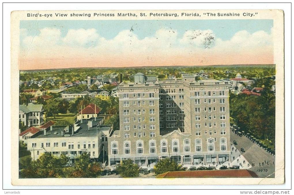 USA, Bird's-eye View Showing Princess Martha, St. Petersburg, Florida, 1925 Used Postcard [11608] - St Petersburg