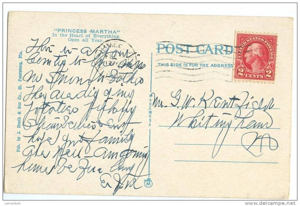 USA, Princess Martha Hotel, St. Petersburg, Florida,  1926 Used Postcard [11609] - St Petersburg