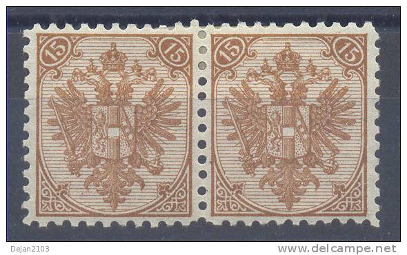 Bosnia & Hercegovina Austria Occupation 15 Kr Pair 1st Board Perforation 10 1/2 1879 MH * - Unused Stamps
