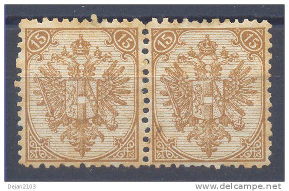 Bosnia & Hercegovina Austria Occupation 15 Kr Pair 1st Board Perforation 12  1879 MH * - Neufs